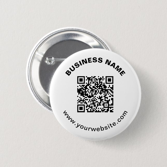 QR Code with Business Name Bold Circular Text Button (Front & Back)