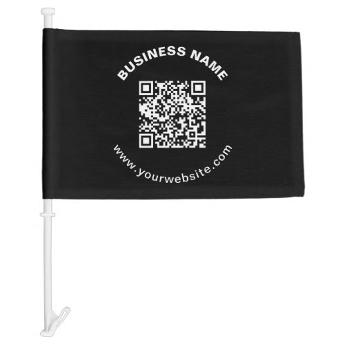 QR Code with Business Name Bold Circular Text Car Flag