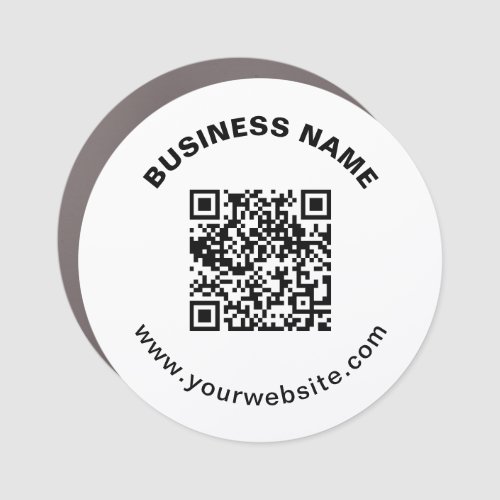 QR Code with Business Name Bold Circular Text Car Magnet