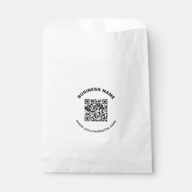 QR Code with Business Name Bold Circular Text Favor Bag (Front)