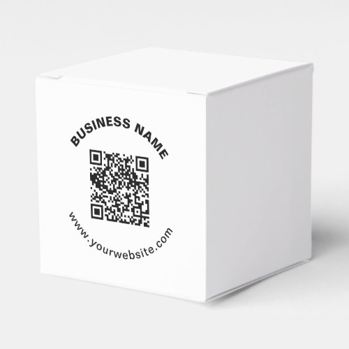 QR Code with Business Name Bold Circular Text Favor Boxes