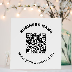 QR Code with Business Name Bold Circular Text Foam Board
