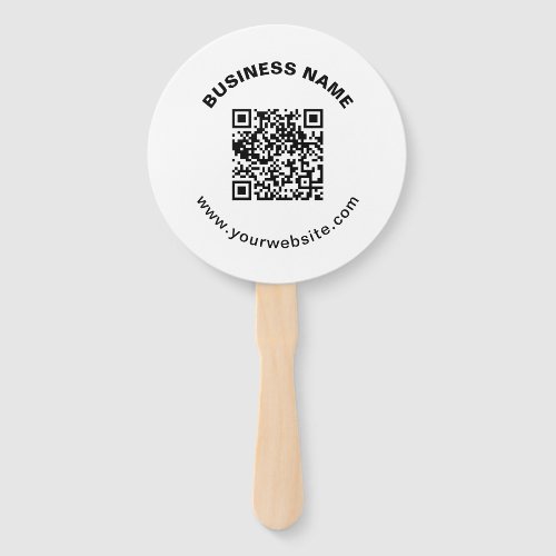 QR Code with Business Name Bold Circular Text Hand Fan