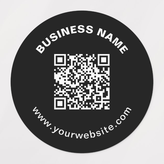 QR Code with Business Name Bold Circular Text Labels (Design 3)