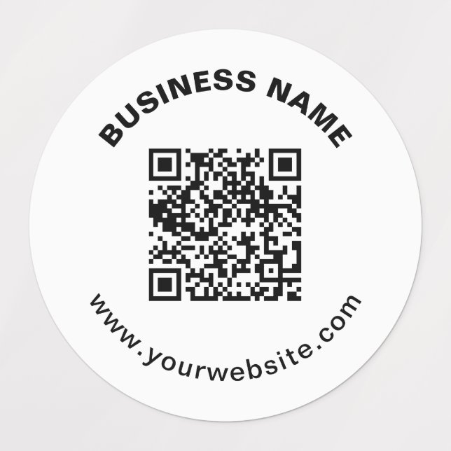 QR Code with Business Name Bold Circular Text Labels (Design 1)