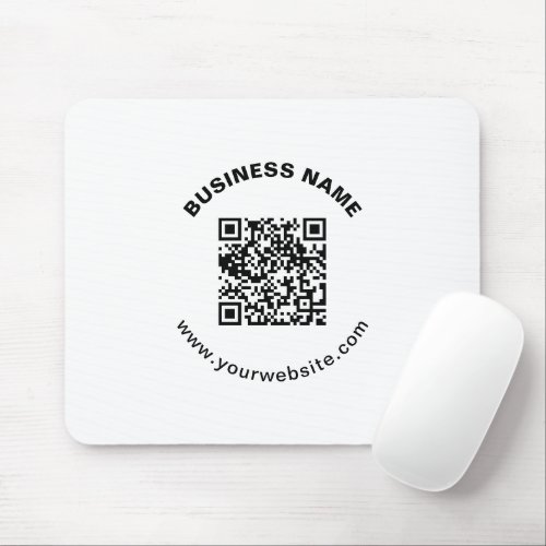 QR Code with Business Name Bold Circular Text Mouse Pad