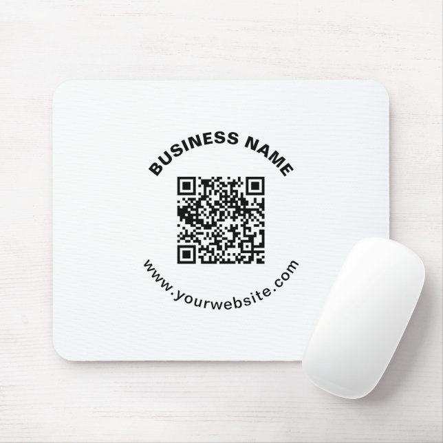 QR Code with Business Name Bold Circular Text Mouse Pad (With Mouse)