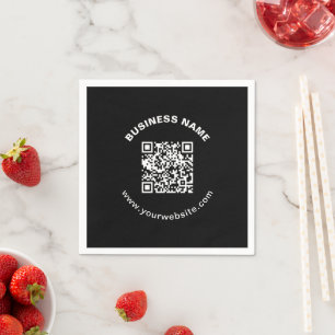 QR Code with Business Name Bold Circular Text Napkins