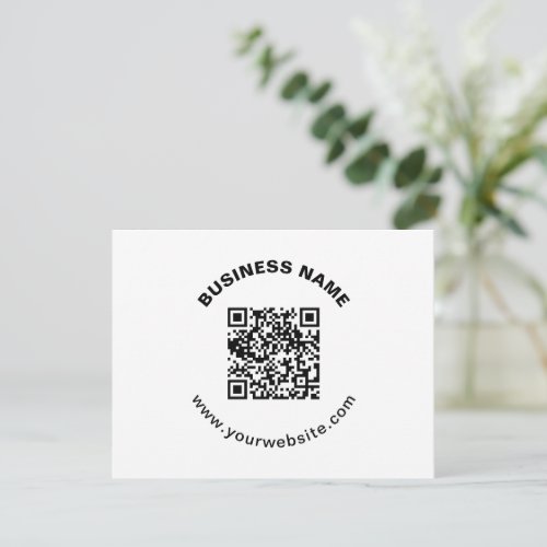 QR Code with Business Name Bold Circular Text Note Card