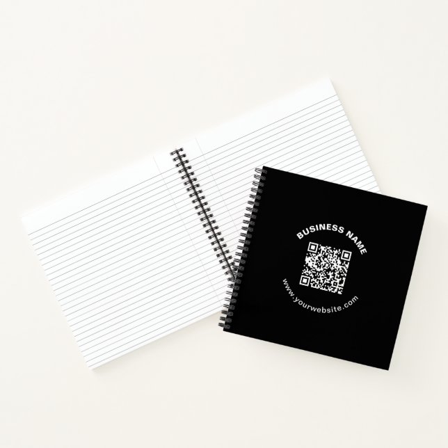 QR Code with Business Name Bold Circular Text Notebook (Inside)