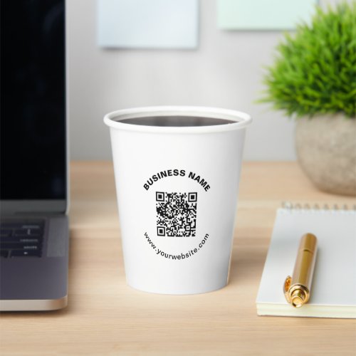 QR Code with Business Name Bold Circular Text Paper Cups