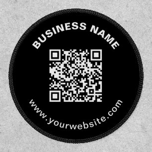 QR Code with Business Name Bold Circular Text Patch