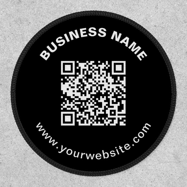 QR Code with Business Name Bold Circular Text Patch (Front)