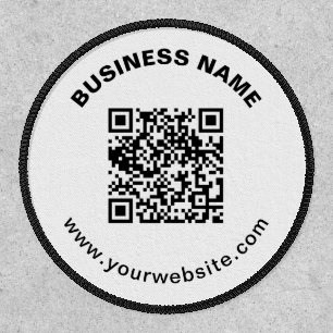 QR Code with Business Name Bold Circular Text Patch
