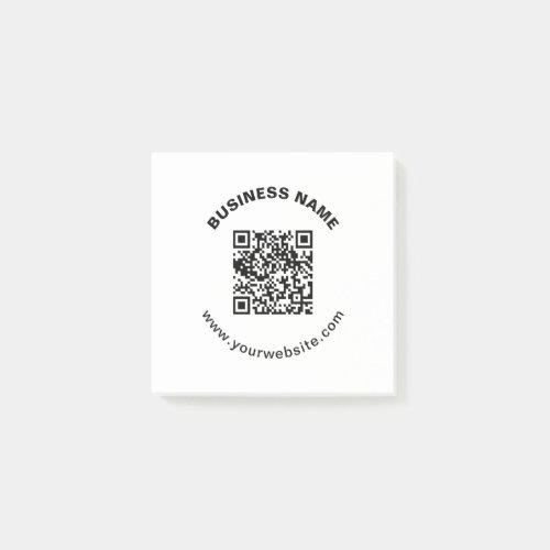 QR Code with Business Name Bold Circular Text Post-it Notes