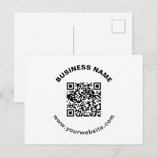 QR Code with Business Name Bold Circular Text Postcard