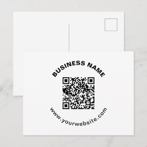 QR Code with Business Name Bold Circular Text Postcard