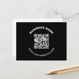 QR Code with Business Name Bold Circular Text Postcard