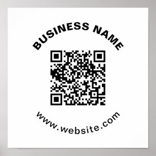 QR Code with Business Name Bold Circular Text Poster
