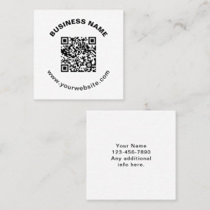 QR Code with Business Name Bold Circular Text Square Business Card