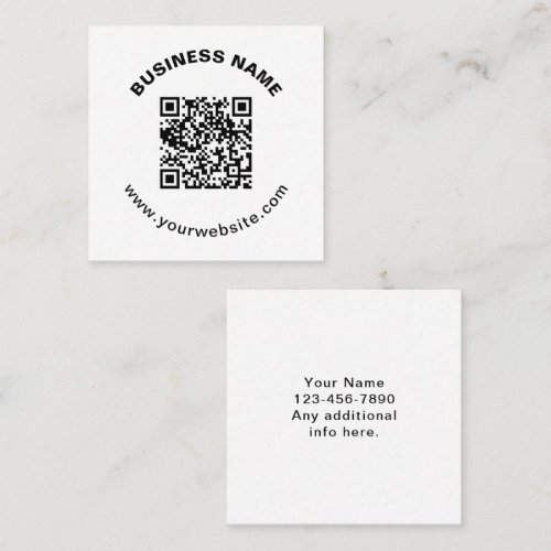 QR Code with Business Name Bold Circular Text Square Business Card
