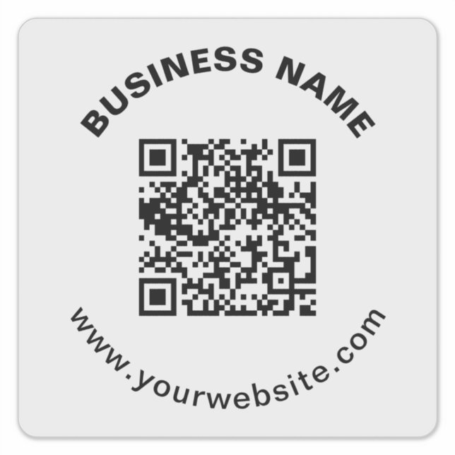 QR Code with Business Name Bold Circular Text Sticker (Front)