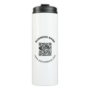 QR Code with Business Name Bold Circular Text Thermal Tumbler