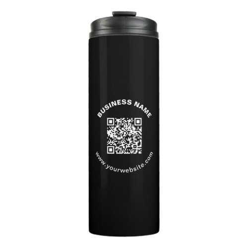 QR Code with Business Name Bold Circular Text Thermal Tumbler
