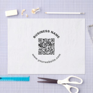 QR Code with Business Name Bold Circular Text Tissue Paper