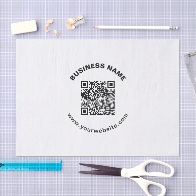 QR Code with Business Name Bold Circular Text Tissue Paper (Craft)