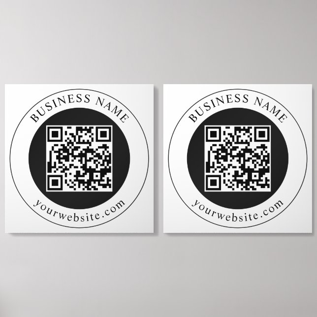 QR Code with Business Name Editable Acrylic Photo Tile (Front Set)