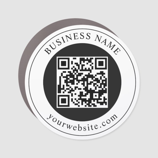 QR Code with Business Name Editable Car Magnet (Front)