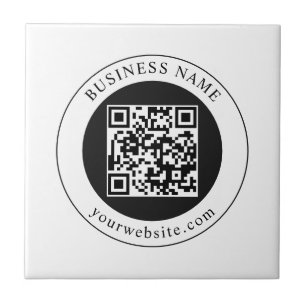 QR Code with Business Name Editable Ceramic Tile