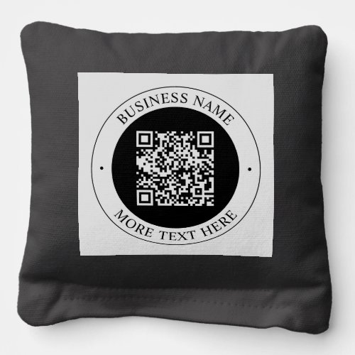 QR Code with Business Name Editable Circular Text Cornhole Bags