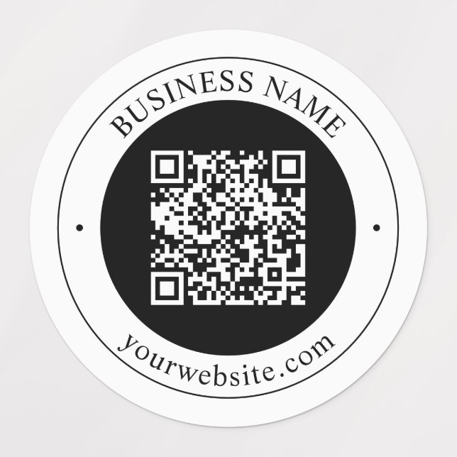 QR Code with Business Name Editable Circular Text Labels (Design 1)
