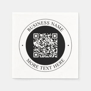 QR Code with Business Name Editable Circular Text Napkins