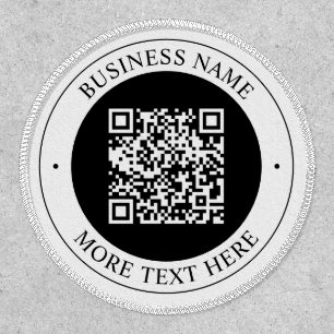 QR Code with Business Name Editable Circular Text Patch