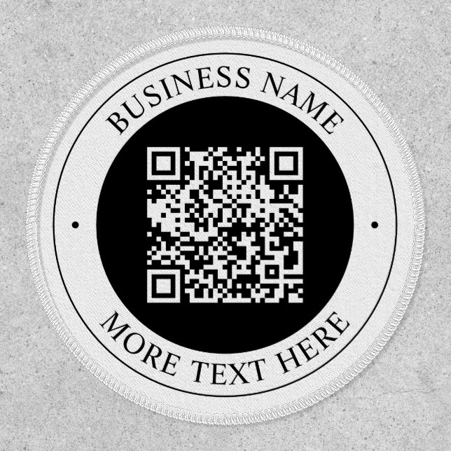 QR Code with Business Name Editable Circular Text Patch (Front)