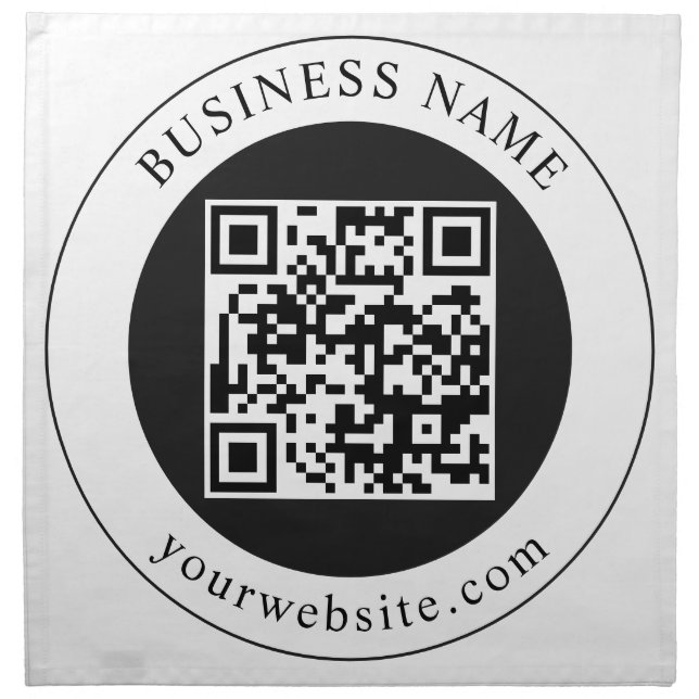 QR Code with Business Name Editable Cloth Napkin (Front)