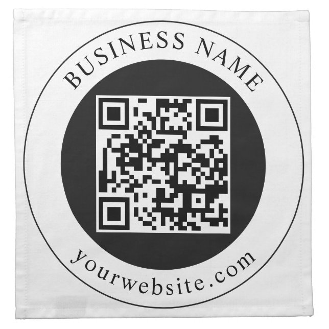 QR Code with Business Name Editable Cloth Napkin (Front)