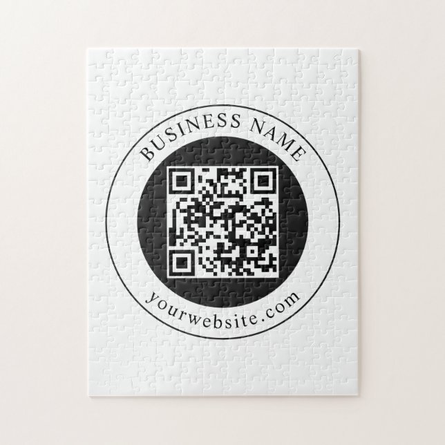 QR Code with Business Name Editable Jigsaw Puzzle (Vertical)