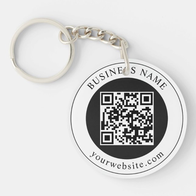 QR Code with Business Name Editable Keychain (Front)