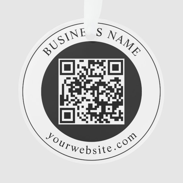 QR Code with Business Name Editable Ornament (Front)