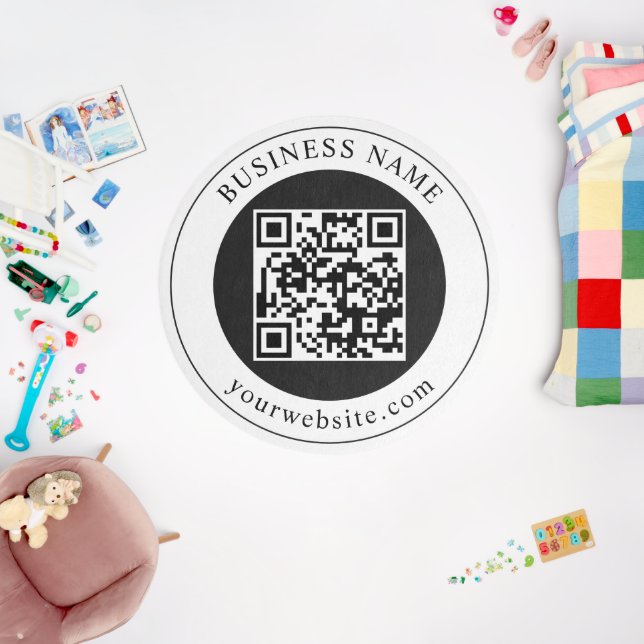 QR Code with Business Name Editable Rug (Insitu (Babyroom))