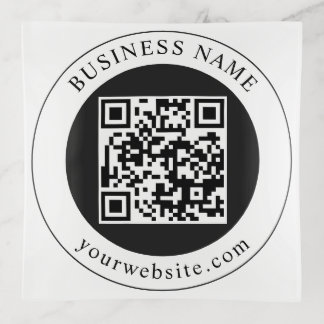 QR Code with Business Name Editable Trinket Tray