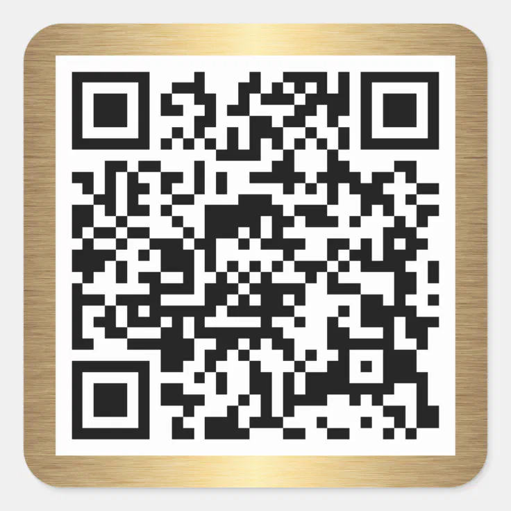 QR code with golden gradient border Square Sticker | Zazzle