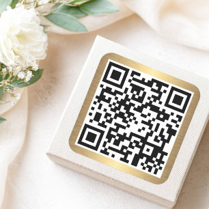 QR code with golden gradient border Square Sticker