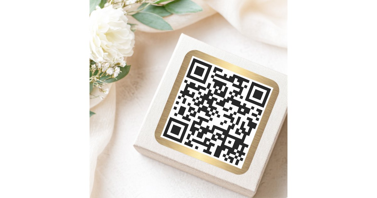 QR code with golden gradient border Square Sticker | Zazzle