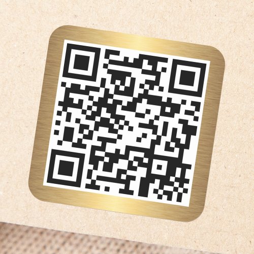QR code with golden gradient border Square Sticker