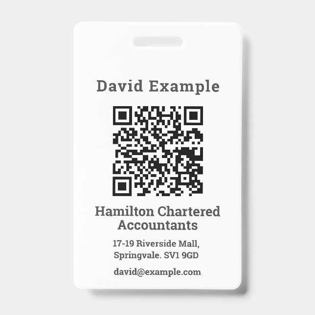 QR Code with Name & Business Badge (Front)
